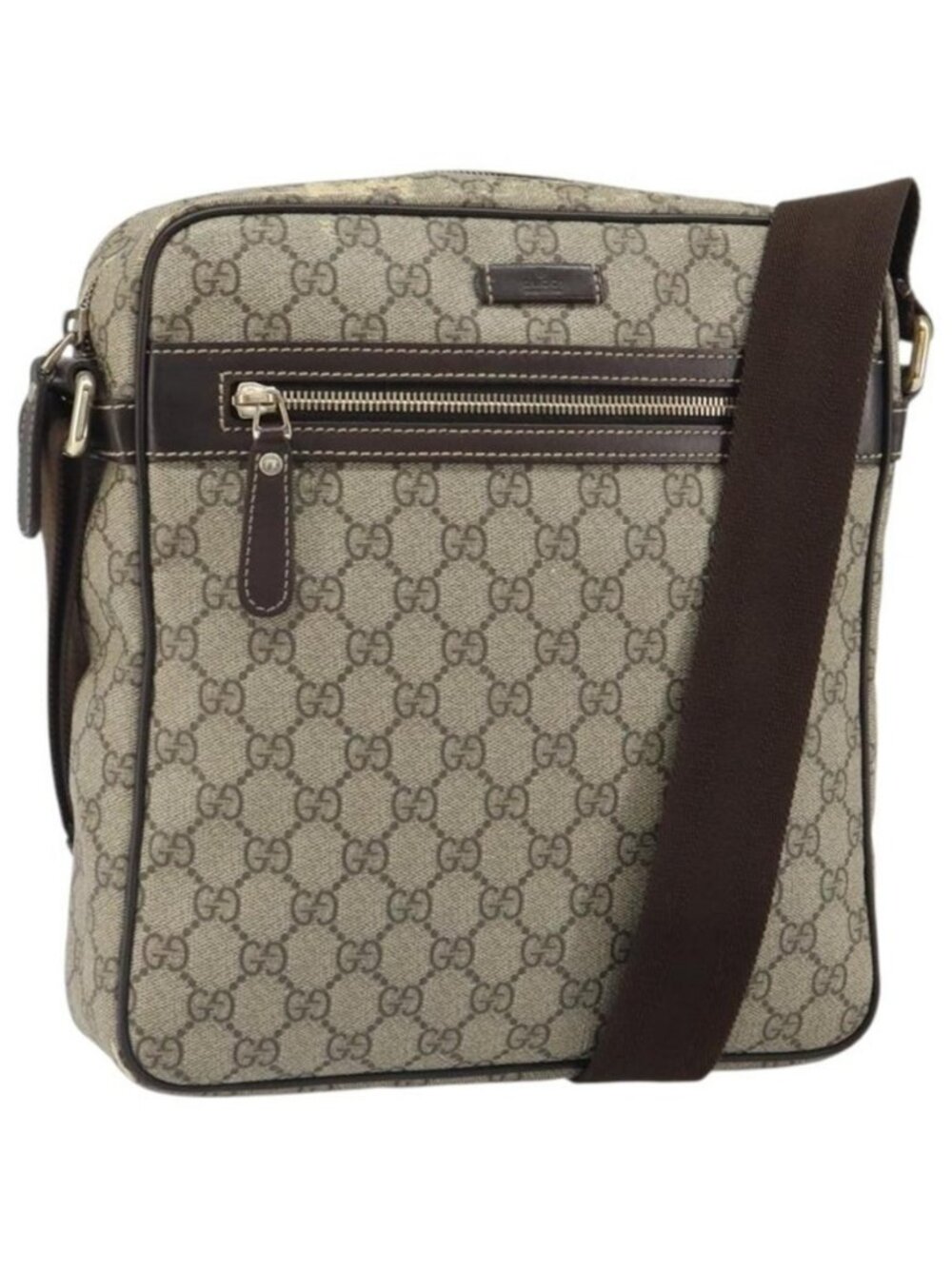 Authentic GUCCI GG Supreme Shoulder Bag PVC Beige Gold 201448
